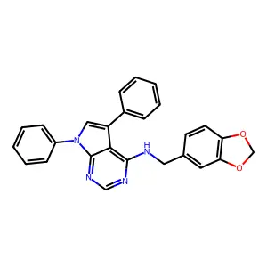 N-(1,3-benzodioxol-5-ylmethyl)-5,7-diphenylpyrrolo[2,3-d]pyrimidin-4-amine structure
