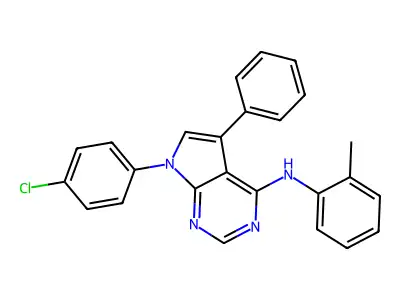 7-(4-chlorophenyl)-5-phenyl-N-(o-tolyl)-7H-pyrrolo[2,3-d]pyrimidin-4-amine structure