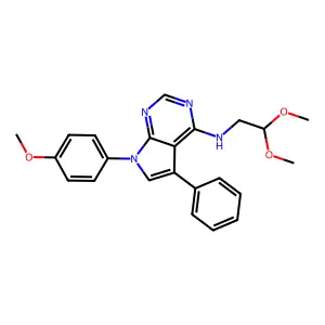 N-(2,2-dimethoxyethyl)-7-(4-methoxyphenyl)-5-phenyl-7H-pyrrolo[2,3-d]pyrimidin-4-amine structure