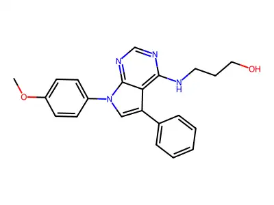 3-{[7-(4-methoxyphenyl)-5-phenyl-7H-pyrrolo[2,3-d]pyrimidin-4-yl]amino}propan-1-ol structure