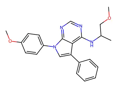 7-(4-methoxyphenyl)-N-(1-methoxypropan-2-yl)-5-phenyl-7H-pyrrolo[2,3-d]pyrimidin-4-amine structure