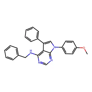 N-benzyl-7-(4-methoxyphenyl)-5-phenyl-7H-pyrrolo[2,3-d]pyrimidin-4-amine structure