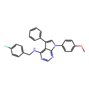 N-(4-fluorobenzyl)-7-(4-methoxyphenyl)-5-phenyl-7H-pyrrolo[2,3-d]pyrimidin-4-amine structure