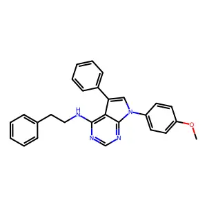 7-(4-methoxyphenyl)-5-phenyl-N-(2-phenylethyl)-7H-pyrrolo[2,3-d]pyrimidin-4-amine structure
