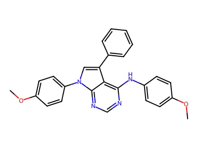 N,7-bis(4-methoxyphenyl)-5-phenyl-7H-pyrrolo[2,3-d]pyrimidin-4-amine structure