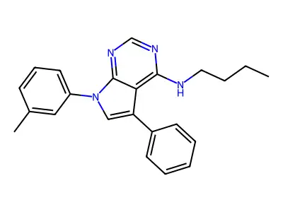 N-butyl-7-(3-methylphenyl)-5-phenyl-7H-pyrrolo[2,3-d]pyrimidin-4-amine structure