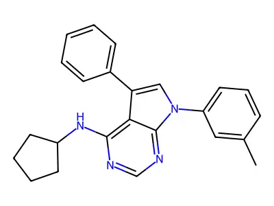 N-cyclopentyl-7-(3-methylphenyl)-5-phenyl-7H-pyrrolo[2,3-d]pyrimidin-4-amine structure