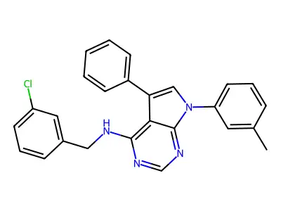 N-(3-chlorobenzyl)-7-(3-methylphenyl)-5-phenyl-7H-pyrrolo[2,3-d]pyrimidin-4-amine structure