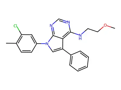 7-(3-chloro-4-methylphenyl)-N-(2-methoxyethyl)-5-phenyl-7H-pyrrolo[2,3-d]pyrimidin-4-amine structure