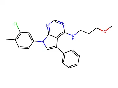7-(3-chloro-4-methylphenyl)-N-(3-methoxypropyl)-5-phenyl-7H-pyrrolo[2,3-d]pyrimidin-4-amine structure