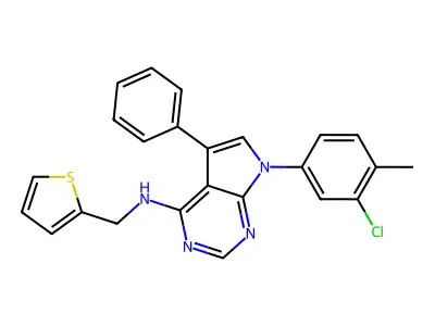 7-(3-chloro-4-methylphenyl)-5-phenyl-N-[(thiophen-2-yl)methyl]-7H-pyrrolo[2,3-d]pyrimidin-4-amine structure