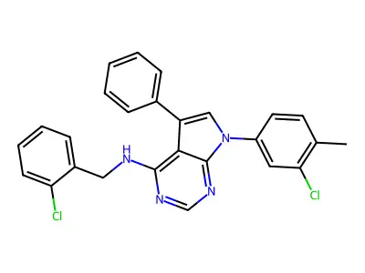 7-(3-chloro-4-methylphenyl)-N-[(2-chlorophenyl)methyl]-5-phenyl-7H-pyrrolo[2,3-d]pyrimidin-4-amine structure