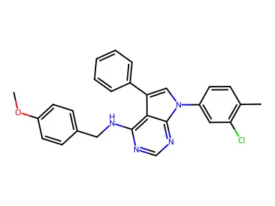 7-(3-chloro-4-methylphenyl)-N-(4-methoxybenzyl)-5-phenyl-7H-pyrrolo[2,3-d]pyrimidin-4-amine structure
