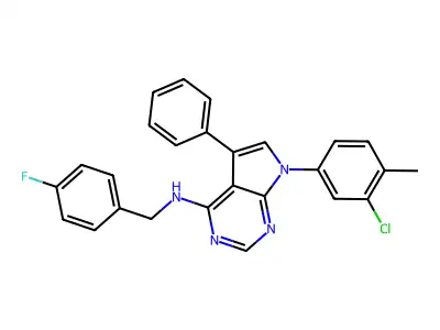 7-(3-chloro-4-methylphenyl)-N-[(4-fluorophenyl)methyl]-5-phenyl-7H-pyrrolo[2,3-d]pyrimidin-4-amine structure