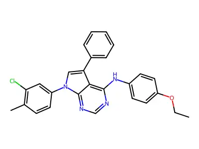 7-(3-chloro-4-methylphenyl)-N-(4-ethoxyphenyl)-5-phenyl-7H-pyrrolo[2,3-d]pyrimidin-4-amine structure