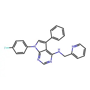 7-(4-fluorophenyl)-5-phenyl-N-[(pyridin-2-yl)methyl]-7H-pyrrolo[2,3-d]pyrimidin-4-amine structure