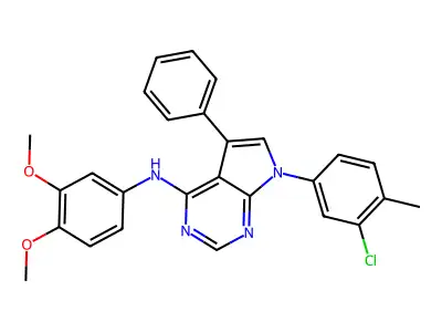 7-(3-chloro-4-methylphenyl)-N-(3,4-dimethoxyphenyl)-5-phenyl-7H-pyrrolo[2,3-d]pyrimidin-4-amine structure