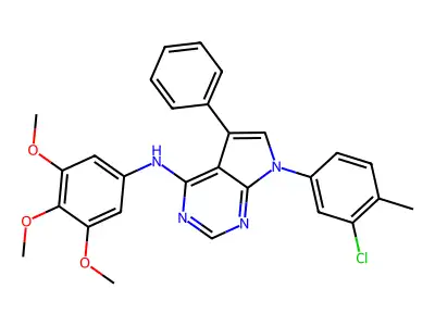 7-(3-chloro-4-methylphenyl)-5-phenyl-N-(3,4,5-trimethoxyphenyl)-7H-pyrrolo[2,3-d]pyrimidin-4-amine structure