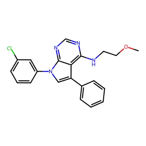 7-(3-chlorophenyl)-N-(2-methoxyethyl)-5-phenyl-7H-pyrrolo[2,3-d]pyrimidin-4-amine structure