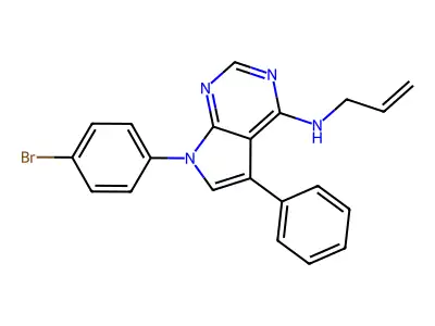 7-(4-bromophenyl)-5-phenyl-N-(prop-2-en-1-yl)-7H-pyrrolo[2,3-d]pyrimidin-4-amine structure