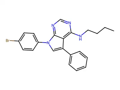 7-(4-bromophenyl)-N-butyl-5-phenyl-7H-pyrrolo[2,3-d]pyrimidin-4-amine structure