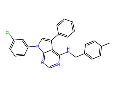 7-(3-chlorophenyl)-N-(4-methylbenzyl)-5-phenyl-7H-pyrrolo[2,3-d]pyrimidin-4-amine structure