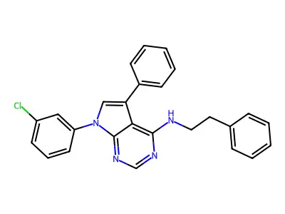 7-(3-chlorophenyl)-5-phenyl-N-(2-phenylethyl)-7H-pyrrolo[2,3-d]pyrimidin-4-amine structure