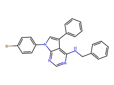 N-benzyl-7-(4-bromophenyl)-5-phenyl-7H-pyrrolo[2,3-d]pyrimidin-4-amine structure