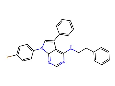 7-(4-bromophenyl)-5-phenyl-N-(2-phenylethyl)-7H-pyrrolo[2,3-d]pyrimidin-4-amine structure