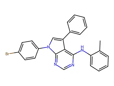 7-(4-bromophenyl)-N-(2-methylphenyl)-5-phenyl-7H-pyrrolo[2,3-d]pyrimidin-4-amine structure