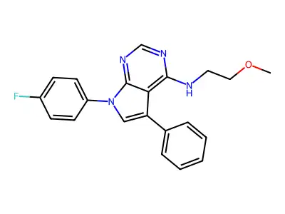 7-(4-fluorophenyl)-N-(2-methoxyethyl)-5-phenyl-7H-pyrrolo[2,3-d]pyrimidin-4-amine structure
