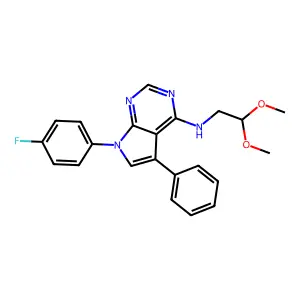 N-(2,2-dimethoxyethyl)-7-(4-fluorophenyl)-5-phenyl-7H-pyrrolo[2,3-d]pyrimidin-4-amine structure
