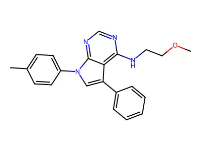 N-(2-methoxyethyl)-7-(4-methylphenyl)-5-phenyl-7H-pyrrolo[2,3-d]pyrimidin-4-amine structure