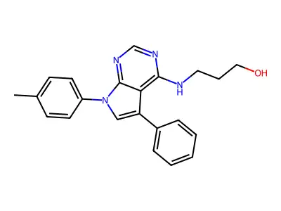 3-{[7-(4-methylphenyl)-5-phenyl-7H-pyrrolo[2,3-d]pyrimidin-4-yl]amino}propan-1-ol structure