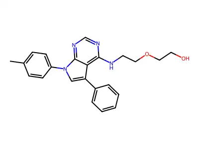2-(2-{[7-(4-methylphenyl)-5-phenyl-7H-pyrrolo[2,3-d]pyrimidin-4-yl]amino}ethoxy)ethanol structure