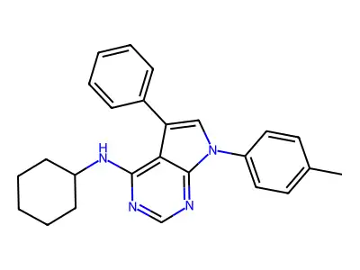 N-cyclohexyl-7-(4-methylphenyl)-5-phenyl-7H-pyrrolo[2,3-d]pyrimidin-4-amine structure