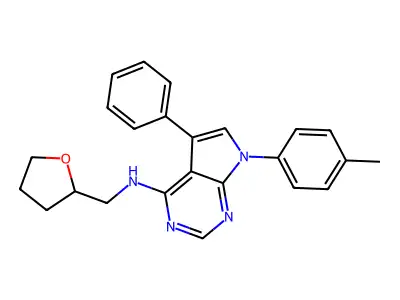7-(4-methylphenyl)-N-(oxolan-2-ylmethyl)-5-phenylpyrrolo[2,3-d]pyrimidin-4-amine structure