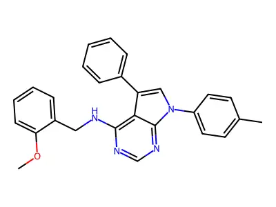 N-[(2-methoxyphenyl)methyl]-7-(4-methylphenyl)-5-phenyl-7H-pyrrolo[2,3-d]pyrimidin-4-amine structure