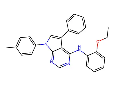 N-(2-ethoxyphenyl)-7-(4-methylphenyl)-5-phenyl-7H-pyrrolo[2,3-d]pyrimidin-4-amine structure