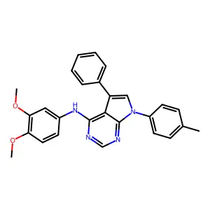 N-(3,4-dimethoxyphenyl)-7-(4-methylphenyl)-5-phenyl-7H-pyrrolo[2,3-d]pyrimidin-4-amine structure