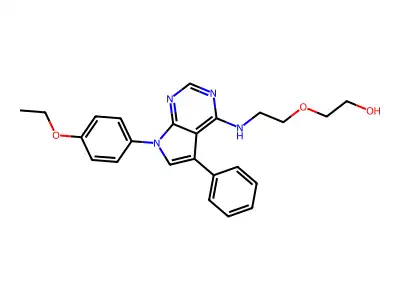 2-(2-{[7-(4-ethoxyphenyl)-5-phenyl-7H-pyrrolo[2,3-d]pyrimidin-4-yl]amino}ethoxy)ethanol structure