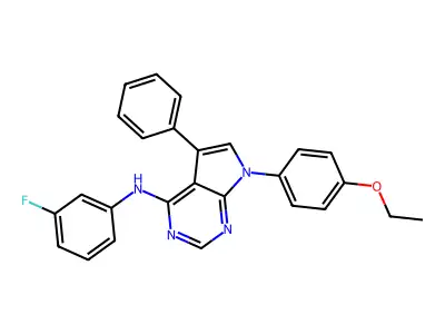 7-(4-ethoxyphenyl)-N-(3-fluorophenyl)-5-phenyl-7H-pyrrolo[2,3-d]pyrimidin-4-amine structure