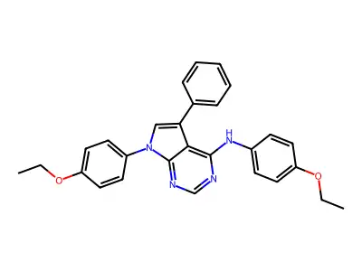 N,7-bis(4-ethoxyphenyl)-5-phenyl-7H-pyrrolo[2,3-d]pyrimidin-4-amine structure