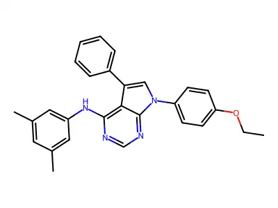N-(3,5-dimethylphenyl)-7-(4-ethoxyphenyl)-5-phenyl-7H-pyrrolo[2,3-d]pyrimidin-4-amine structure