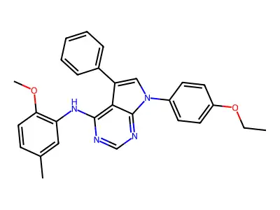 7-(4-ethoxyphenyl)-N-(2-methoxy-5-methylphenyl)-5-phenyl-7H-pyrrolo[2,3-d]pyrimidin-4-amine structure
