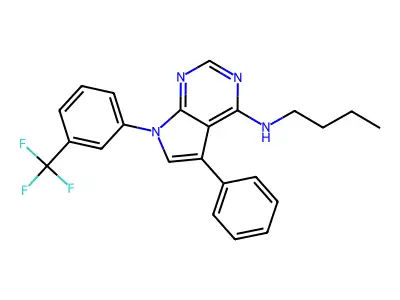 N-butyl-5-phenyl-7-[3-(trifluoromethyl)phenyl]-7H-pyrrolo[2,3-d]pyrimidin-4-amine structure