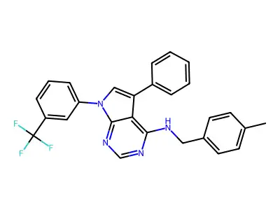 N-(4-methylbenzyl)-5-phenyl-7-[3-(trifluoromethyl)phenyl]-7H-pyrrolo[2,3-d]pyrimidin-4-amine structure