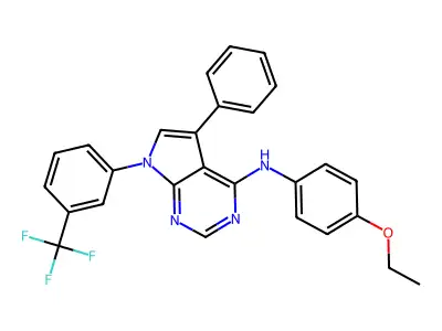 N-(4-ethoxyphenyl)-5-phenyl-7-[3-(trifluoromethyl)phenyl]-7H-pyrrolo[2,3-d]pyrimidin-4-amine structure