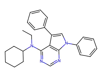 N-cyclohexyl-N-ethyl-5,7-diphenyl-7H-pyrrolo[2,3-d]pyrimidin-4-amine structure