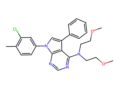 7-(3-chloro-4-methylphenyl)-N,N-bis(2-methoxyethyl)-5-phenyl-7H-pyrrolo[2,3-d]pyrimidin-4-amine structure